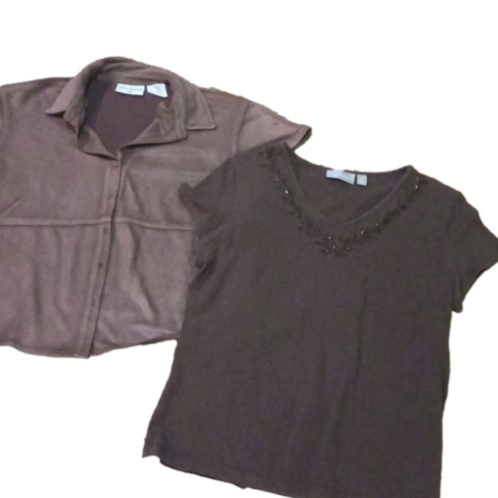 bundle of 2 brown blouses medium and large box 11